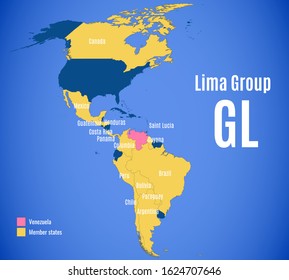 Map of the Lima Group (GL; Spanish and Portuguese: Grupo de Lima, French: Groupe de Lima)