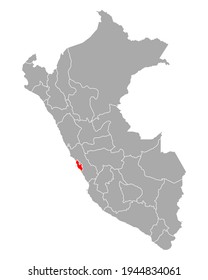 Map of Lima Metropolitana in Peru on white