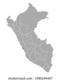 Map of Lima Metropolitana in Peru on white