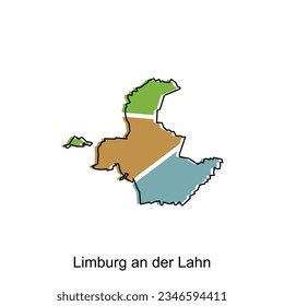 Map of Limburg An Der Lahn Colorful with outline design, World map country vector illustration template