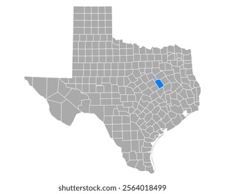 Map of Limestone in Texas on white