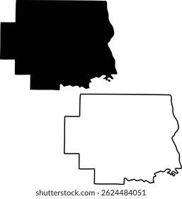 Map of Lincoln County Missouri USA Silhouette Flat And Outline Design