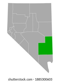 Map of Lincoln in Nevada on white