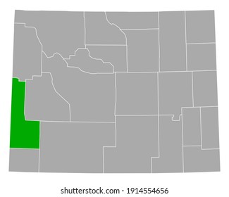 Map of Lincoln in Wyoming on white