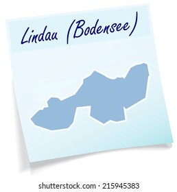 Map of lindau as sticky note in blue