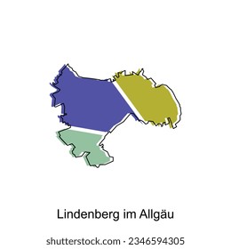 Map of Lindenberg Im Allgau Colorful with outline design, World map country vector illustration template