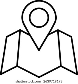 Map Line Art Icon for Interactive Mapping and Location Tracking