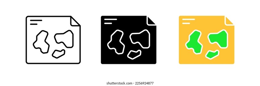 Map line icon. Competition, map, geography, place, goal, mark, path, race, location, designation. Navigation concept. Vector icon in line, black and color style on white background