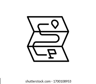 Map line icon. High quality outline symbol for web design or mobile app. Thin line sign for design logo. Black outline pictogram on white background