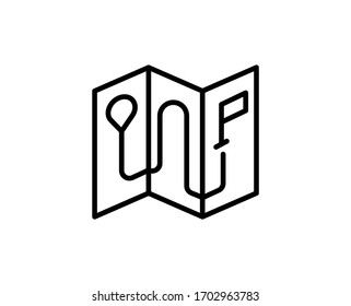 Map line icon. High quality outline symbol for web design or mobile app. Thin line sign for design logo. Black outline pictogram on white background