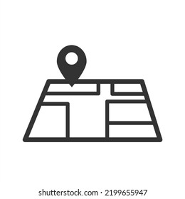 Map Line Icon Isolated On White Background