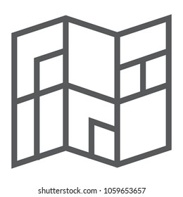 Map line icon, navigtion and location, place sign vector graphics, a linear pattern on a white background, eps 10.
