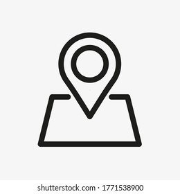 Icono de línea de mapa. Icono de contorno del punto de ubicación aislado en fondo blanco. Icono de esquema de ubicación de mapa. Punto de anclaje.