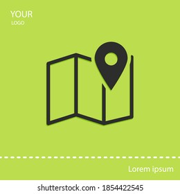 map line icon, outline vector illustration.