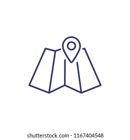 Map line icon. Paper, pin, mark pointer. Navigation concept. Can be used for topics like location, address, route, app design