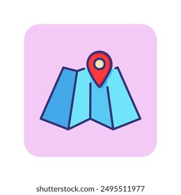 Map line icon. Paper, pin, mark pointer. Navigation concept. Can be used for topics like location, address, route, app design