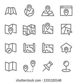 Map Line Icon Set. Contains such Icons as Destination, Location, Pin and more. Expanded Stroke