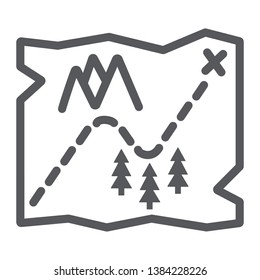 Map line icon, travel and navigation, paper map sign, vector graphics, a linear pattern on a white background, eps 10.