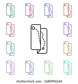 Map line multi color style icon. Simple thin line, outline vector of camping icons for ui and ux, website or mobile application