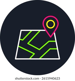 Map Line Multi Colour Circle