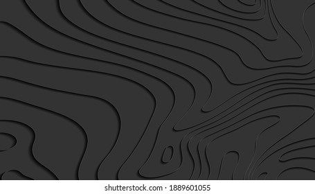 Kartenlinie der Topographie. Bergwandern.Dunkles topographisches Kartenkonzept mit Platz für Ihre Kopie. Hintergrund für 3D-Kartographie-Konzept. Kartenmaterial für Infografiken. Vorlage für Weltkarten. Stock-Vektorgrafik