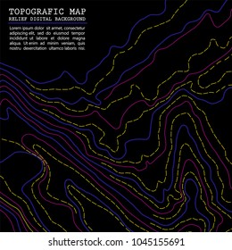 Map line of topography. Topographic map background concept with space for your copy. Line topography map contour background , geographic grid abstract vector illustration. Vector illustration.