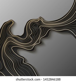 Map line of topography. Vector abstract topographic map concept with space for your copy. Black and white wave. Abstract paper cut. Abstract colorful waves. Wavy banners. Color geometric form.