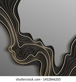 Map line of topography. Vector abstract topographic map concept with space for your copy. Black and white wave. Abstract paper cut. Abstract colorful waves. Wavy banners. Color geometric form.