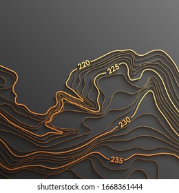 Map line of topography. Vector abstract topographic map concept with space for your copy. Black and white wave. Abstract paper cut. Abstract colorful waves. Wavy banners. Color geometric form.