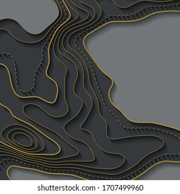 Map line of topography. Vector abstract topographic map concept with space for your copy. Black and white wave. Abstract paper cut. Abstract colorful waves. Wavy banners. Color geometric form.
