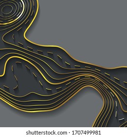 Map line of topography. Vector abstract topographic map concept with space for your copy. Black and white wave. Abstract paper cut. Abstract colorful waves. Wavy banners. Color geometric form.
