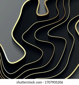 Map line of topography. Vector abstract topographic map concept with space for your copy. Black and white wave. Abstract paper cut. Abstract colorful waves. Wavy banners. Color geometric form.