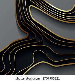 Map line of topography. Vector abstract topographic map concept with space for your copy. Black and white wave. Abstract paper cut. Abstract colorful waves. Wavy banners. Color geometric form.