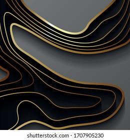 Map line of topography. Vector abstract topographic map concept with space for your copy. Black and white wave. Abstract paper cut. Abstract colorful waves. Wavy banners. Color geometric form.