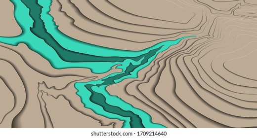 Map line of topography. Vector abstract topographic map concept with space for your copy.Abstract paper cut. Abstract colorful waves. Wavy banners. Color geometric form.