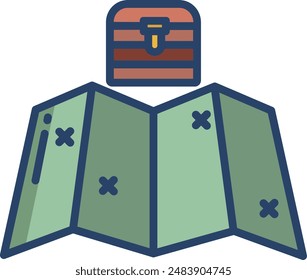 Map linear color illustration icon