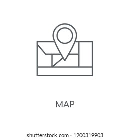 Map linear icon. Map concept stroke symbol design. Thin graphic elements vector illustration, outline pattern on a white background, eps 10.