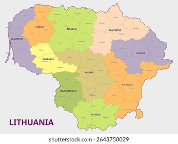Map of Lithuania Administrative Regions