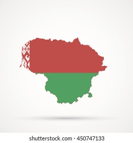 Map of Lithuania in Belarus flag colors