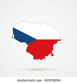 Map of Lithuania in Czech Republic flag colors