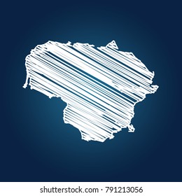 Map of Lithuania, Drawing map on blackboard of Lithuania. drawn on chalkboard with scribbled map of Lithuania can be use for education. vector illustration.