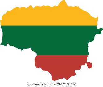 Map of Lithuania With Flag Fill