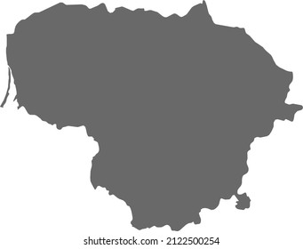 Map of Lithuania. High res (300dpi). Highly detailed border representation. Web mercator projection. Scalable vector graphic. For web and print. Border and fill colors can be changed in eps format.
