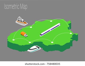 Map Lithuania isometric concept. 3d flat illustration of Map Lithuania.