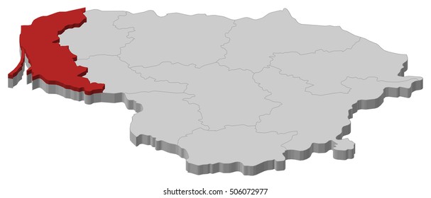 Map - Lithuania, Klaipeda - 3D-Illustration