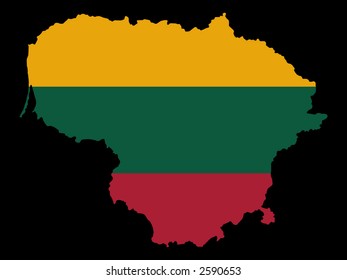 map of Lithuania and Lithuanian flag illustration