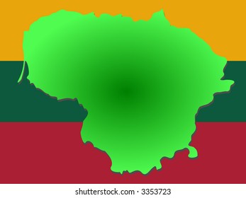map of Lithuania and Lithuanian flag illustration