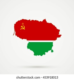 Map of Lithuania in Lithuanian SSR (1953Ã¢??1988) flag colors