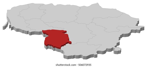 Map - Lithuania, Marijampole - 3D-Illustration