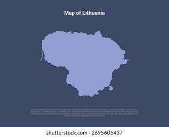  Mapa da Lituânia, minimalista vetor silhueta em azul suave sobre fundo escuro
